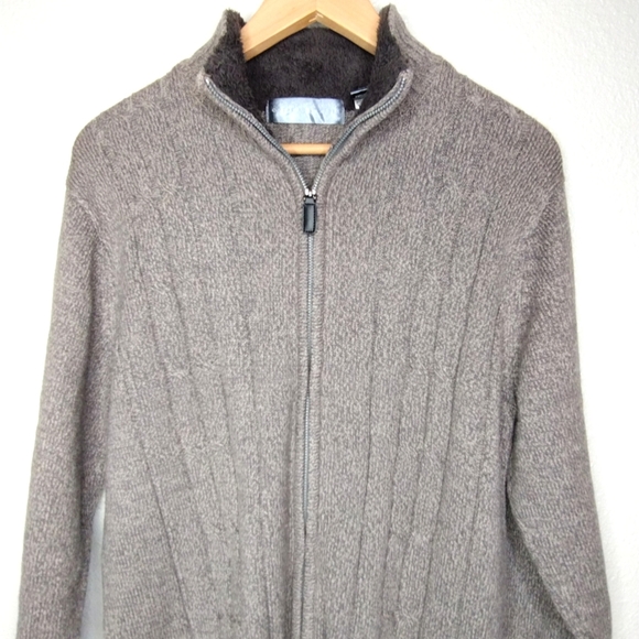 Oscar de la Renta Men's Cotton Blend Cable Knit Fall Winter Long Sleeves Sweater - Picture 7 of 13